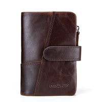 Fashion Stitching Long Cowhide Leather Men's Wallet