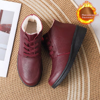 Womens Fleece-lined Extra-thick Insulated Short Boots With A Non-slip Flat Sole