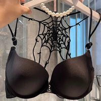 Buckled Front And Shaped Back Spider Web Bra Halter Lace Pure Sexy