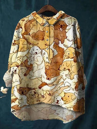 Long-sleeve 5-button Shirt With 3D Digital Animal Print