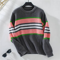 Drizzling Rainbow Striped Pullover Women's Sweater