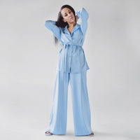 Womens Summer Loungewear Set Relaxed Comfortable Rayon-Look Pants And Robe For Casual Home Wear