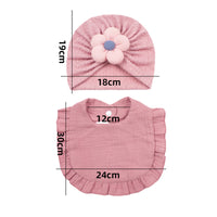 Newborn Baby Hat & Bib Set - Muslin Drool Bibs With Frilly Trim  Soft Organic Cotton Bonnet Bandana Drooling Accessories For Infants