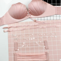 A one-piece seamless bra set with back pull shell for a variety of wear