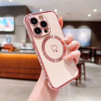 Phone Case Side Love Magnetic Suction Shell Hollow Double Love Protective Cover