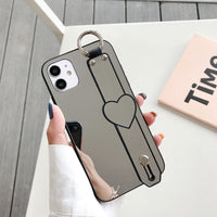 Compatible with Apple , Wristband love mirror phone case
