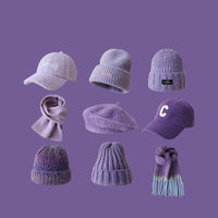 Taro Purple Beret Bucket Hat Knitted Hat