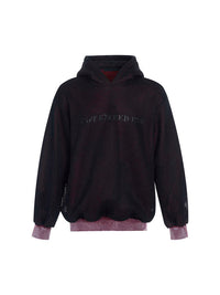 Niche Hollow Out Knitmesh Hooded Fleece Lined Sweater