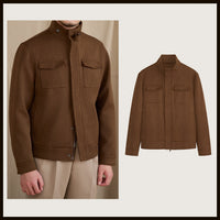 Short, Casual Wool-blend Coat With A Stand-up Collar