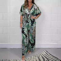 Women's Print Holiday Loose Wide Leg Jumpsuit