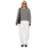 Fashion Leisure Commute Loose Striped Crew Neck Long Sleeves Sweater