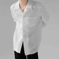 Draping Cuban Collar Loose Shirt All-match Texture