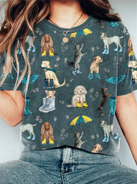 Women's Printed Round Neck Sweater Pullover Leisure Loose Pullover Street Style