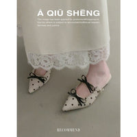 Women's Closed Toe Mules, Sweet Pointed Toe Bow Polka Dot Wedge Slippers 2026 New Elegant Casual Shoes