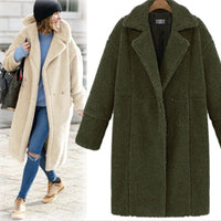 Women's Solid Color Mid-Length Woolen Coat Coat