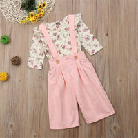 Wear Sleeve Floral Top   Bib Long Sleeve Two Girls Set