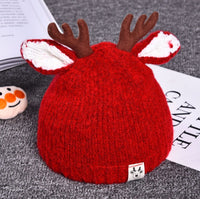 Infant Fall And Winter Thick Warm Wool Ball Baby Knit Caps Boys And Girls Wool Hat Deer Ears
