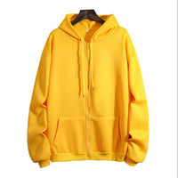 Cardigan Hoodie Solid-color Hooded Fleece Top