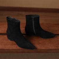 Womens Stylish Ankle Boots With Built-in Height Lift Side Zipper And Cozy Fleece Lining