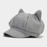 Retro Woolen Peaked Cap Women's Solid Color Painter Cap Tide