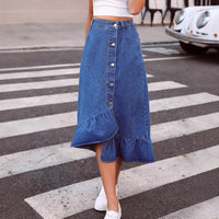 Womens High-waisted Slimming Versatile Denim Skirt