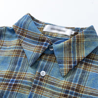 Short Sleeve Plaid Shirt Men's Retro Tie-dye