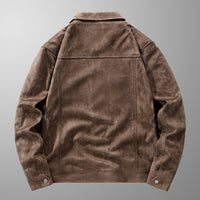 Autumn Thin Suede Jacket Men's Retro Tooling Polo Collar Top