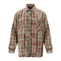 Tie-dyed Plaid Long-sleeved Shirt For Men