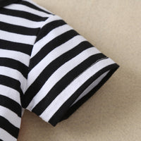 Striped short sleeve romper stitching bodysuit