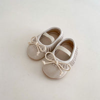 Spring Genuine Leather Baby Girl Shoes Big Bow Covered Fringe Non-slip Wear-resistant Soft Sole Shoes