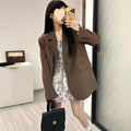 Solid Color Loose Casual Women's Suit Jacket