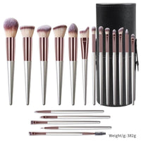 18 Champagne Makeup Brushes Suit High Quality Solid Wood Handle Beauty Tools