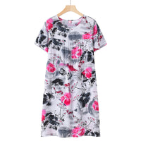 Women's Thin Loose Cotton Silk Short-Sleeve Dress