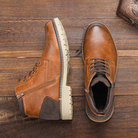 Polished and velvet warm cross men's Martin boots