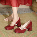 French Chunky Heel Fairy Style Pearls Strap Mary Jane Shoes