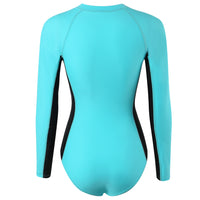 Long-sleeved One-piece Matching Round Neck Zipper Style Briefs