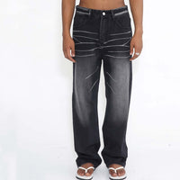 Four Seasons New Retro Hong Kong Style Straight Loose Personality Jeans