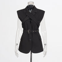 New Autumn Sleeveless Cross-Design Statement Vest Jacket