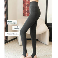 Autumn And Winter Suet Base High Waist Cotton Vertical Stripes Pantyhose