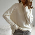 Autumn And Winter White Knitted Sweater Loose Casual Knitted For Women