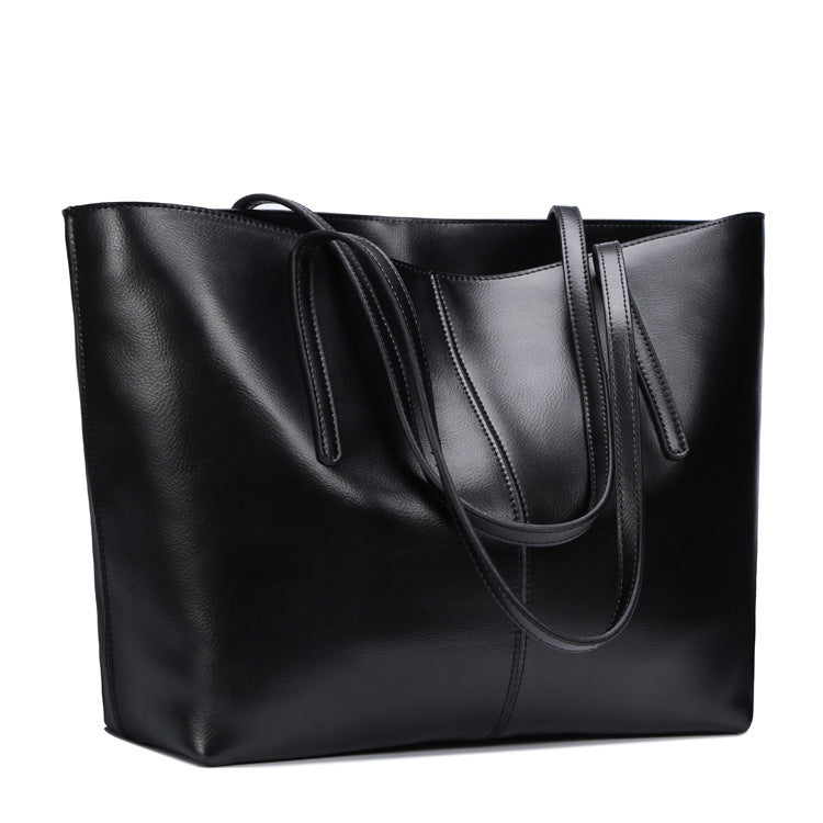 New leather bag bag leather fashion all-match simple single shoulder bag shopping bag bag capacity