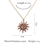 Stainless Steel Sun Pendant Necklace