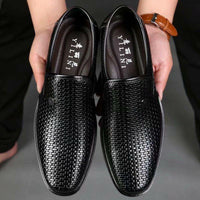 Mens Breathable Hollowed-Out Casual Leather Sandals