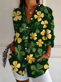 New Womens Floral Print Premium Elegant Long Sleeve Shirt