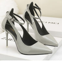 Spring And Summer New Fine Heel Package Head Leather Sandals Pointed