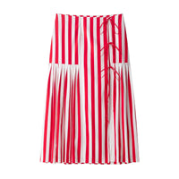 Fashion Striped Lace-up Half-length Midi Dress