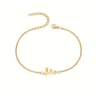 Minimalist Stainless Steel Bracelet With Real Gold Lettering Inside The Cuff