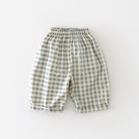 Boys Cotton Loose-fit Plaid Wide-leg Pants