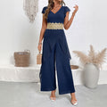 Lace V-neck Stitching Women's Jumpsuit