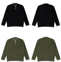 Men's Loose And Versatile Niche Designforward Henley Knit Sweater
